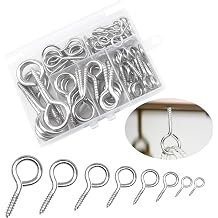 160Pcs Screw in Hooks Eye Bolts Nickel Plated Metal Ceiling Hooks Heavy Duty Screw Eye Hooks Eyelet Screws Vine Eyes Hooks for Hanging DIY Craft, 8 Sizes