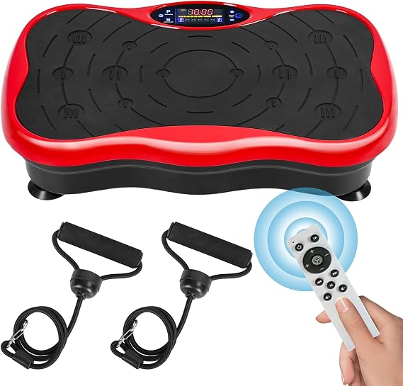 New Vibrating Plate Machine, Waver Vibration Plate Exercise Machine for Lymphatic Drainage, Whole Body Vibration Plate Machine with Resistant Band, Weight Loss Shaping Toning Home Gym Equip