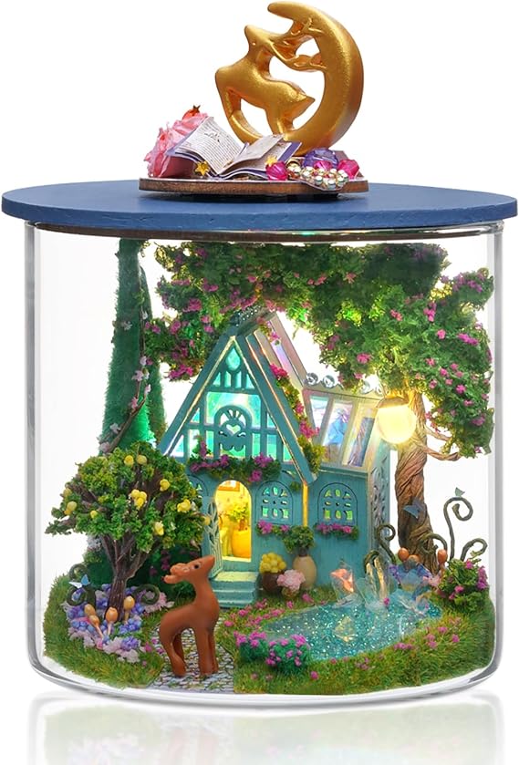 DIY Miniature House Kit for Adults, Tiny House with LED Lights | Cozy Home Decor Craft Kit, Unique Gift for Christmas, Birthdays, Mother's & Valentine's Day, Fairy Garden