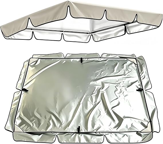 Outdoor Swing Replacement Canopy Sun Shade Waterproof 2-3 Seater 56"x47" To 98"x73" Garden Swing Canopy Replacement Top Cover TearResistant For Outdoor Furniture(White,164x114x15cm)