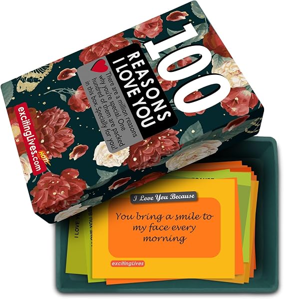 100 Reasons I Love You Cards Gift Box – Romantic Love Message Notes for Couples, Cute Confession Gift for Boyfriend, Girlfriend, Husband or Wife, Anniversary & Valentine’s Day
