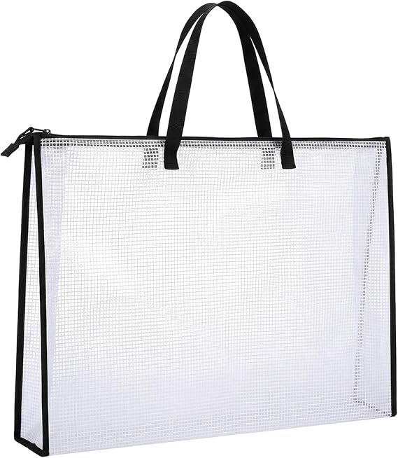 Art Folder, A1 Art Portfolio Case with Handle, 63X41cm Clear Grid Folder for Artwork, Documents, Teaching Materials, Ideal for Artists, Students, Office Workers