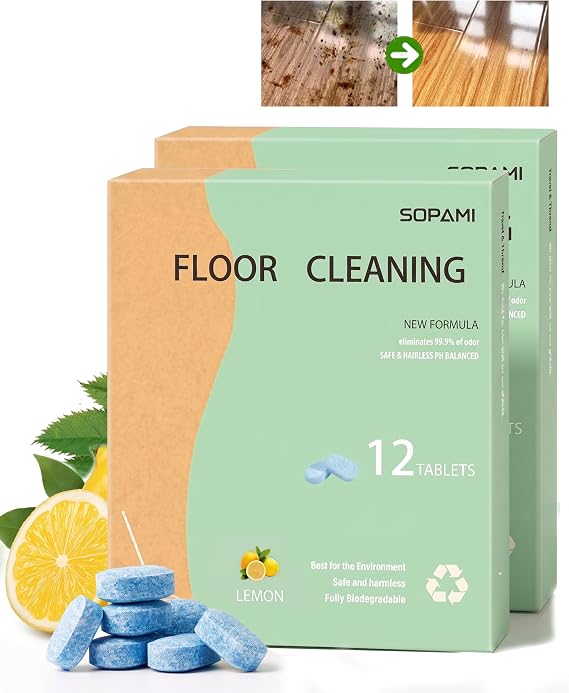 SOPAMI multi-effect floor cleaning tablets 24 Counts Lemon Scent