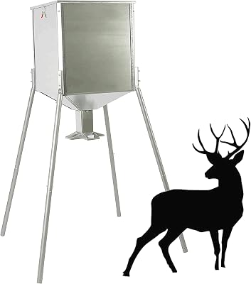 HECASA 450LB Capacity Big Game Gravity Deer Feeder Galvanized Steel Hunting wo Foot Kit