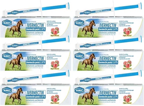 Ivermectin Horse Paste 1.87% Apple Flavored Oral Dewormer for Horses, 6-Pack