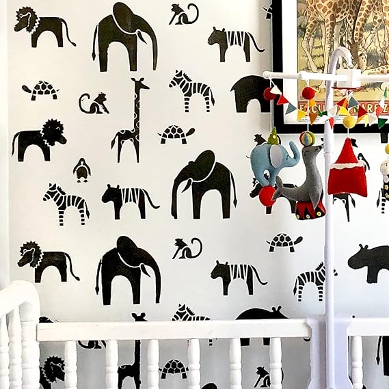 STENCILIT Safari Wall Stencil for Painting - XL 24x34.5 in, Zootopia Wall Stencil for Painting Large Pattern, Nursery Large Wall Stencils