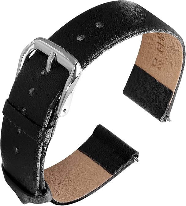 Cobee Leather Watch Straps - Soft Calfskin Leather Watch Band with Quick Release Stainless Steel Clasp for Men & Women's Universal Watches