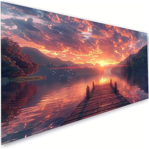 Diamond Art Kits for Adults, 40x88 Inch Large Diamond Painting Pier Dimond Painting Landscape Wall Art Mosaic Kits, DIY Crystal Arts & Crafts Canvas Paintings, Hobbies for Women, Home Decor R2-706