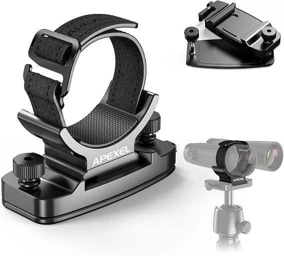 Binocular Tripod Mount Adapter with Backpack Clip, Attaches to Straps and Belts, Binoculars Accessories with 1/4"-20 Screw, 38mm Quick Release Plate, Compatible with Most Binocular, Tripods, DSLR