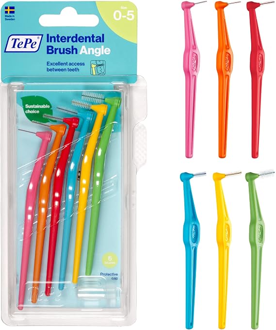 TePe Saplı Arayüz Fırçası, Karışık Paket, 0,4-0,8 mm/ISO 0-5, 6 adet
