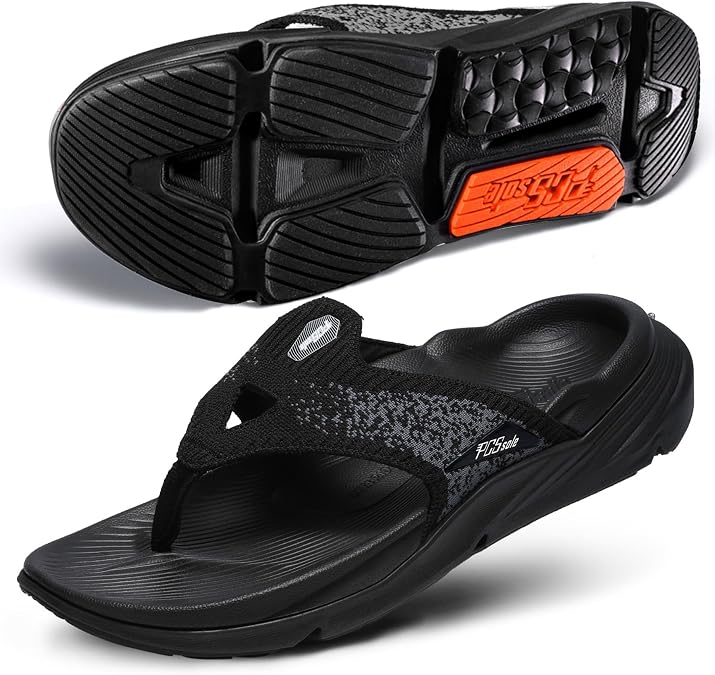 PCSsole Plantar Fasciitis Sandals for Women - High Arch Support Flip Flops with Comfort Cushion & Rubber Sole - Recovery Thong Orthotic Sandals for Foot Pain - Flat Feet - Arch Pain - Heel Pain