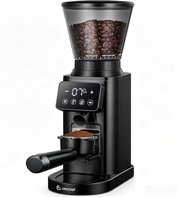 AMZCHEF Electric Coffee Grinder, Coffee Grinder with 48 Precise Grind Settings, 250g Capacity for Filter Coffee, Espresso, Anti-Static, One-Button Switch