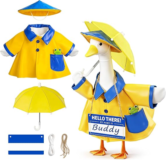 Porch Goose Outfit Raincoat, Summer Porch Goose Clothes Cute Costume Outfit for 23'' Lawn Goose Garden Costume for Outdoor Patio Yard Decoration