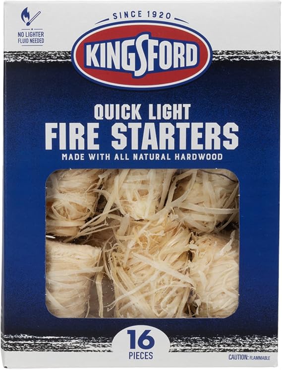Kingsford Quick Light Fire Starter Rolls, All Natural Hardwood with Paraffin, Water Resistant Easy Lighting, Charcoal Grills Smokers Campfires Fireplaces, 16 Count
