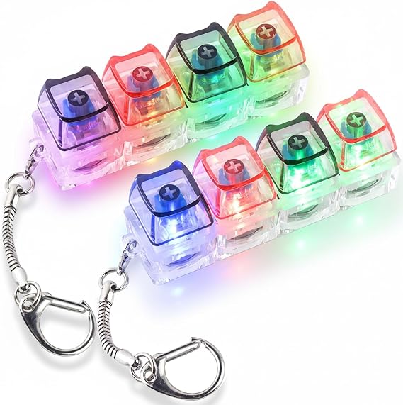 2 Adet Klavye Fidget Oyuncak, LED Işıkları ile Fidget Anahtarlık Klavye