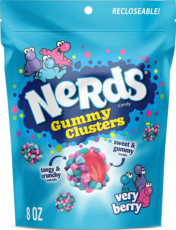 Nerds, Gummy Clusters Candy, Very Berry, Crunchy and Gummy, 8 Ounce