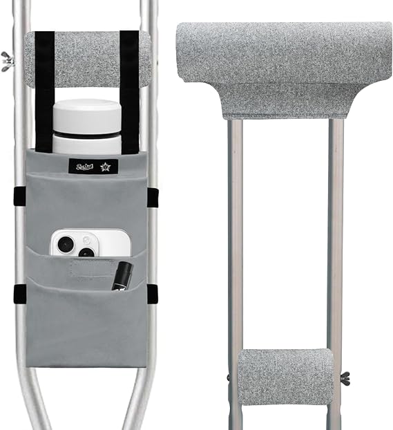SPRING SEAON Crutches Padding & Crutch Bag (5 PCS) - Crutch Pads for Armpits and Hand Grips Water-Resistant Pouch for Crutches Crutch Cushions Crutches Accessories for Men, Women