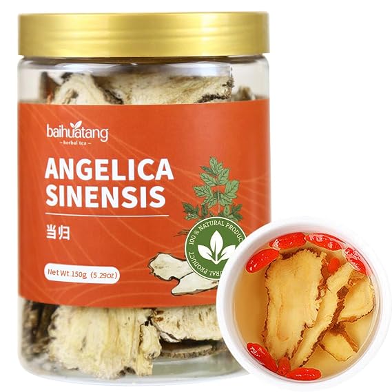 Baihuatang Natural Angelica Root for Tea 5.29oz/150g Dang Gui Tea Chinese DriedAngelica Sinensis Dong Quai Natural Herbal Tea,