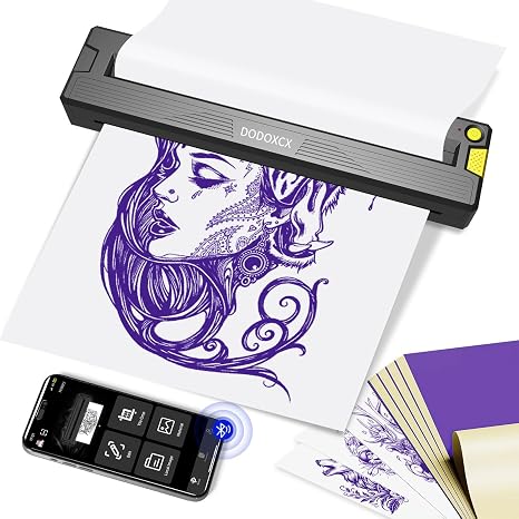 Tattoo Stencil Printer Machine for Tattoo Beginners&Artists,with 3pcs Tattoo Transfer Paper,Portable Wireless Bluetooth Thermal Inkless Tattoo Printer Compatible with Phone/Pc 