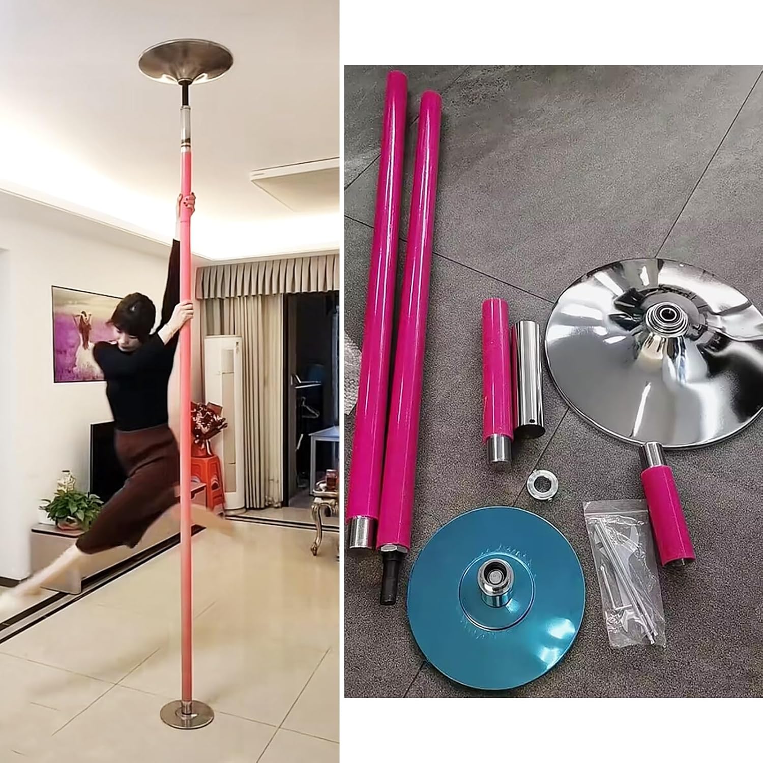 Dancing Pole,7-10ft Adjustable Dancing Pole Spinning and Static Dance, Aerial Pole Dance Pole for Home Apartment Gym Bar, Stripper Pole Fitness Exercise Equipment (Color : Silicone 2.3-3.5 m