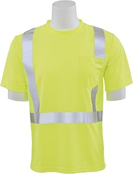ERB 61674 Model 9006S Type R Class 2 Birdseye Mesh Short Sleeve T-Shirt, Hi Viz Lime, 3XL Size