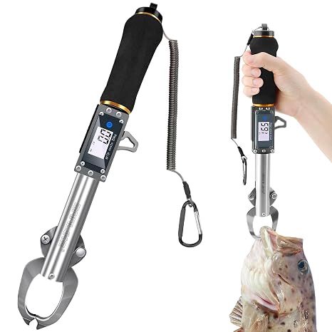 SANLIKE 55LB Digital Fish Gripper Stainless Steel Waterproof Fishing Scale