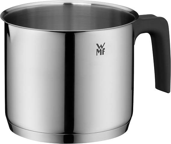 WMF 794769990 milk pot 14 cm approx. 1,7l pouring rim Cromargan stainless steel brushed suitable for all stove tops including induction dishwasher-safe, Silver