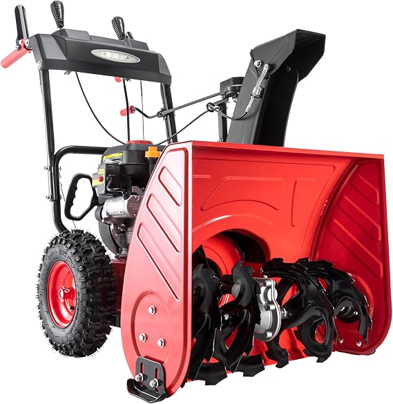 PowerSmart Snow Blower Gas Powered 24-Inch Self-Propelled 2-Stage 212cc Engine with Electric Start, LED Headlight