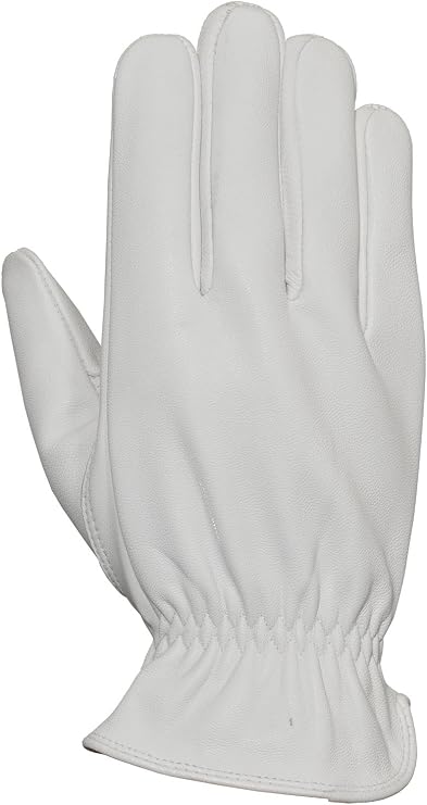 Bellingham C90109S Premium Goatskin Leather Driver, Keystone Thumb, Rolled Leather Hem and Shirred Wrist, Women's Small, Light Grey