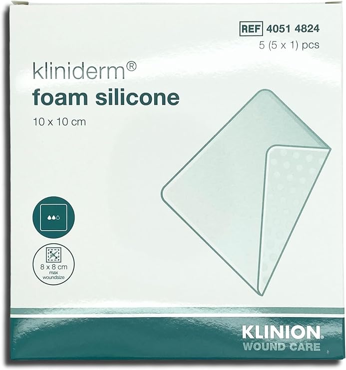 Foam Silicone Square Dressing Without Border 10cm x 10cm Pack of 5 | Sterile Silicone Foam Wound Dressing | Non-Bordered Absorbent Dressing for Wound Care
