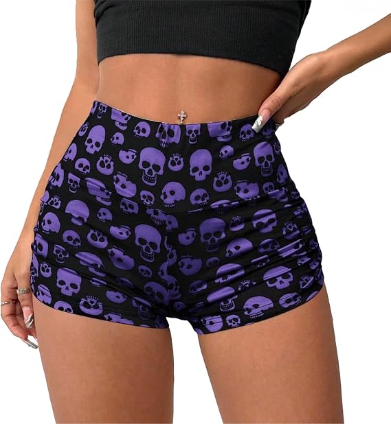 Micro Shorts for Women Gothic Skull Sexy Booty High Waisted Shorts Trendy 2025 Soft Summer Hot Jorts Comfortable Daily Wear