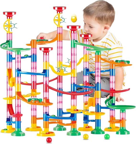 Marble Run Building Toy Set with Marbles, 133pcs Creative Marbel Run Track Construction Game for Kids, Educational STEM Marble Runs Gift for 3 4 5 6-8-12 Year Olds Boys Girls