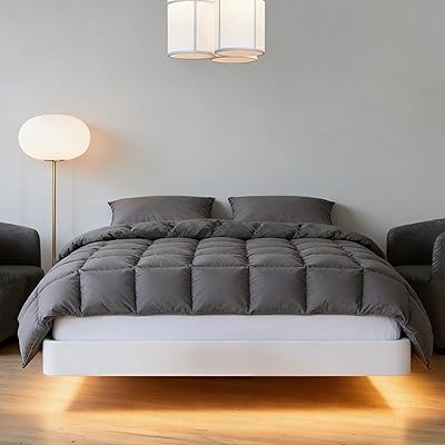 Down Feather Fiber Comforter Oversize King Size,Premium Ultra-Soft Breathable Comforter High Fill Power Grey Duvet Insert,All Season Hotel Luxury Bedding Comforters with 8 Tabs,Baffle Box Design