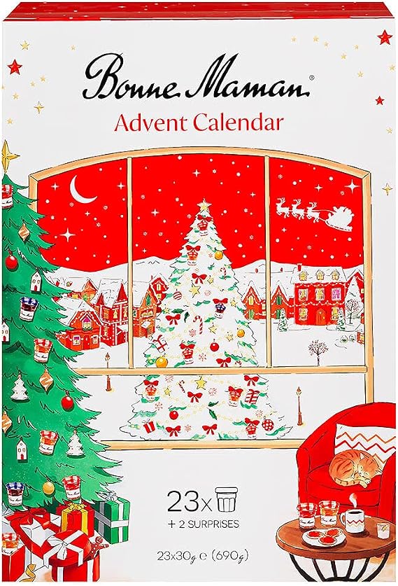 Bonne Maman Advent Calendar 2021 with Mini Fruit Jams and Spreads Assorted, 23 x 30g