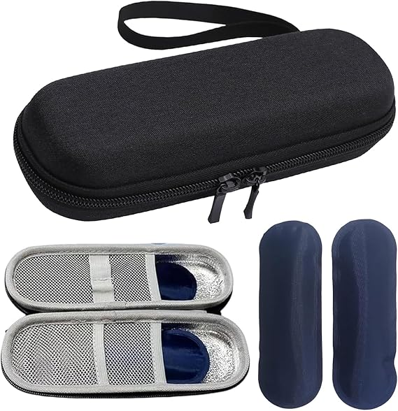 Insulin Cooler Travel Case, Insulin Pen Case with 2 Insulin Cooler Ice Packs, Portable Insulin Travail Case, Insulin Cooling Case Insulated Organizer for Insulin Pens 20 * 7 * 5cm (Black)