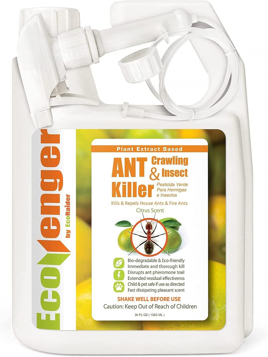 'EcoRaider Ant Killer 32 oz, Instant Kill  4-Weeks Prevention, Non-Toxic  Child and Pet Friendly 32 OZ