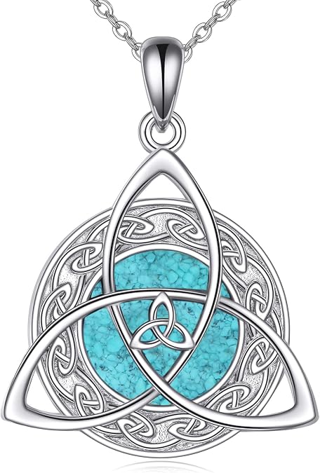 Celtic Knot Necklace 925 Sterling Silver Irish Necklace Abalone Pendant Necklace for Women Trinity Celtic Abalone Jewelry for Women Men