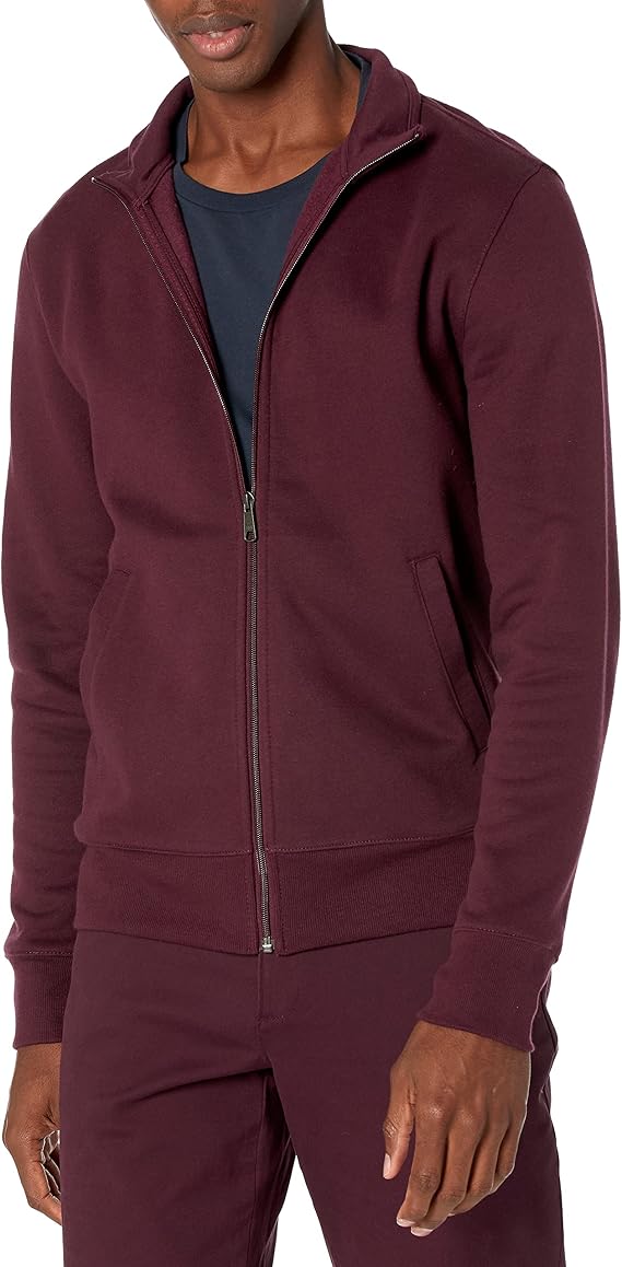 Amazon Essentials Men's Standard Full-Zip Fleece Mock Neck Midweight Sweatshirt with Pockets