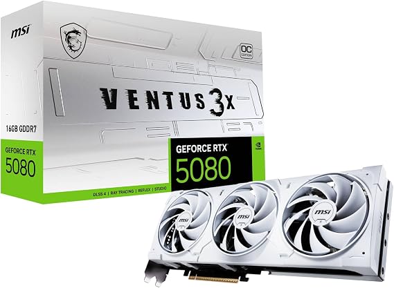 Msi Vga Geforce Rtx 5080 16g Ventus 3x Oc White Rtx5080 16gb Gdrr7 256 B Dx12 Pcie 5.0 X16 (3xdp 1xhdmi)