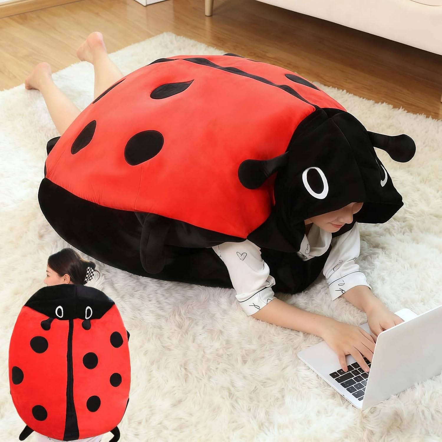 Wearable Ladybug Pillow, Lady Bug Wearable Pillow, Giant Big Bug Pillows Plush 100cm39.3in