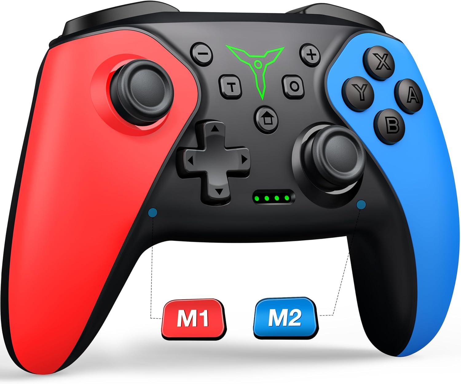 Elekasumi Switch コントローラー Switch12代対応 3段階TURBO連射 スイッチ コントローラー 1000mAh大容量 マクロ機能 スリープ解除Switch1のみ 背面ボタン付き Switch プロコン 3階段振動6軸ジャイロセンサーBluetooth接続 Pro コント ローラー SwitchSwitch2LiteOLEDAndroidIOS対応 赤＆ブルー