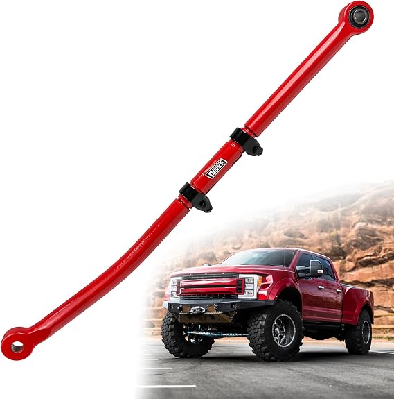 Front Forged Adjustable Track Bar for 08" Lift Compatible with 20052016 Ford F-250/F-350 4WD Heavy-Duty Front Axle Centering Bar Replacement (Red)
