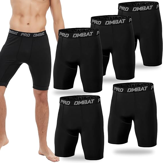 5 Pack Compression Shorts for Men Spandex Sport Shorts Athletic Workout Running Quick Drying Compression Underwear