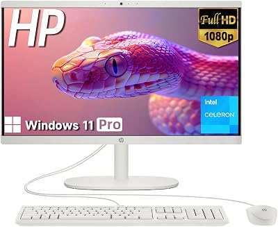 HP 22 FHD IPS All in One Desktop PC, VA Panle LED, Intel Celeron J4025, 16GB DDR4, 1TB SSD, Intel UHD Graphics, Wired Keyboard & Mouse, Wi-Fi 6, 1x HDMI, 1 1x USB-C, 4 x USB-A, Windows 11 Pro, White