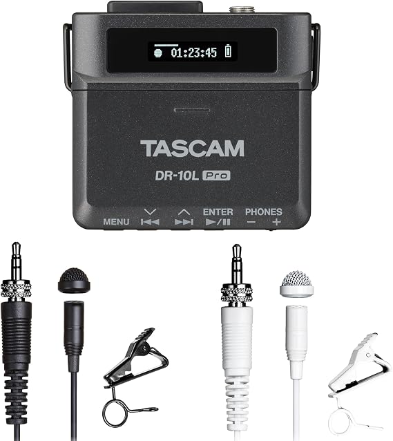 TASCAM DR-10L Pro + Additional White Lavalier Mic Bundle