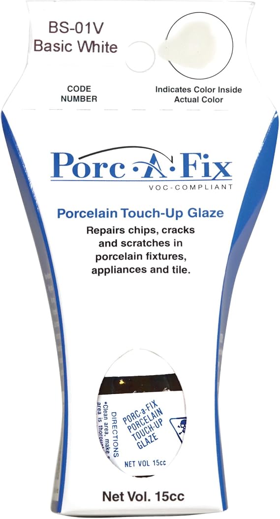Porc-A-Fix Touch-Up Repair Glaze Paint to Match Generic Basic White VOC Compliant, BS-1V