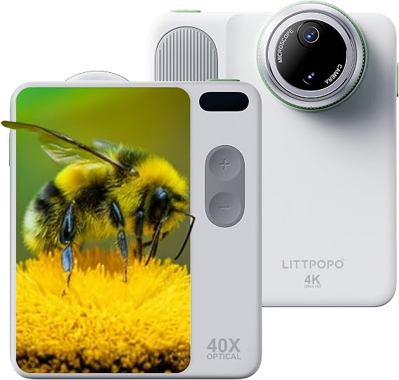 MicroCam-X1 4K Digital Camera, 12MP BSI CMOS Sensor, 400X Microscope, 4K Video, Autofocus, 3.5" LCD | Compact Kids Camera for STEM Learning | Point & Shoot, Portable, Travel, Ideal Gift | 128GB