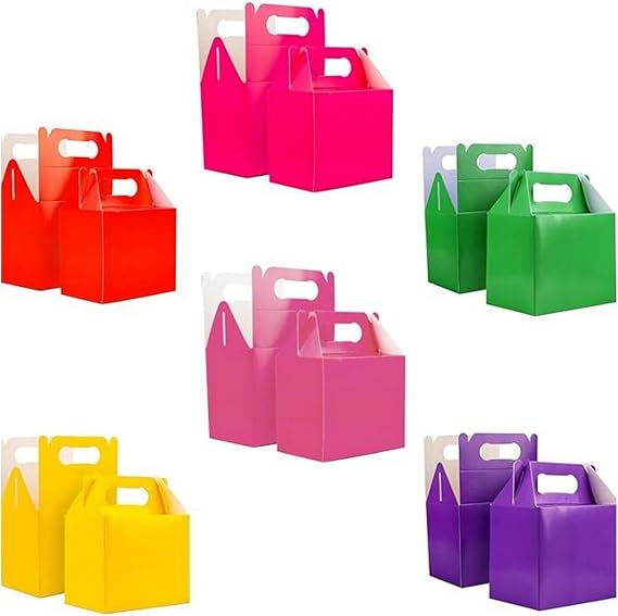 SHATCHI 10Pcs Assorted Party Food Lunch Boxes Takeaway Containers 14x12x10 cm - Meal Treat, Candy, Cookie, Toys, Cake Packing for Kids Birthday, Wedding, Catering Events, Picnics Party Bags