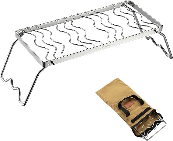 CAMPINGMOON Portable Folding Camping Campfire Grill over Fire Split Stoves 304 Stainless Steel (13.8L (MS-1111))