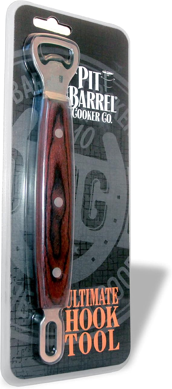 Pit Barrel Cooker Co. Ultimate Hook Tool, Stainless Steel BBQ Tool with Bottle Opener | Stainless Steel Pit Barrel Hook, Bottle Opener, Pit Barrel BBQ Tool, Safely Removing Meat and Veggies